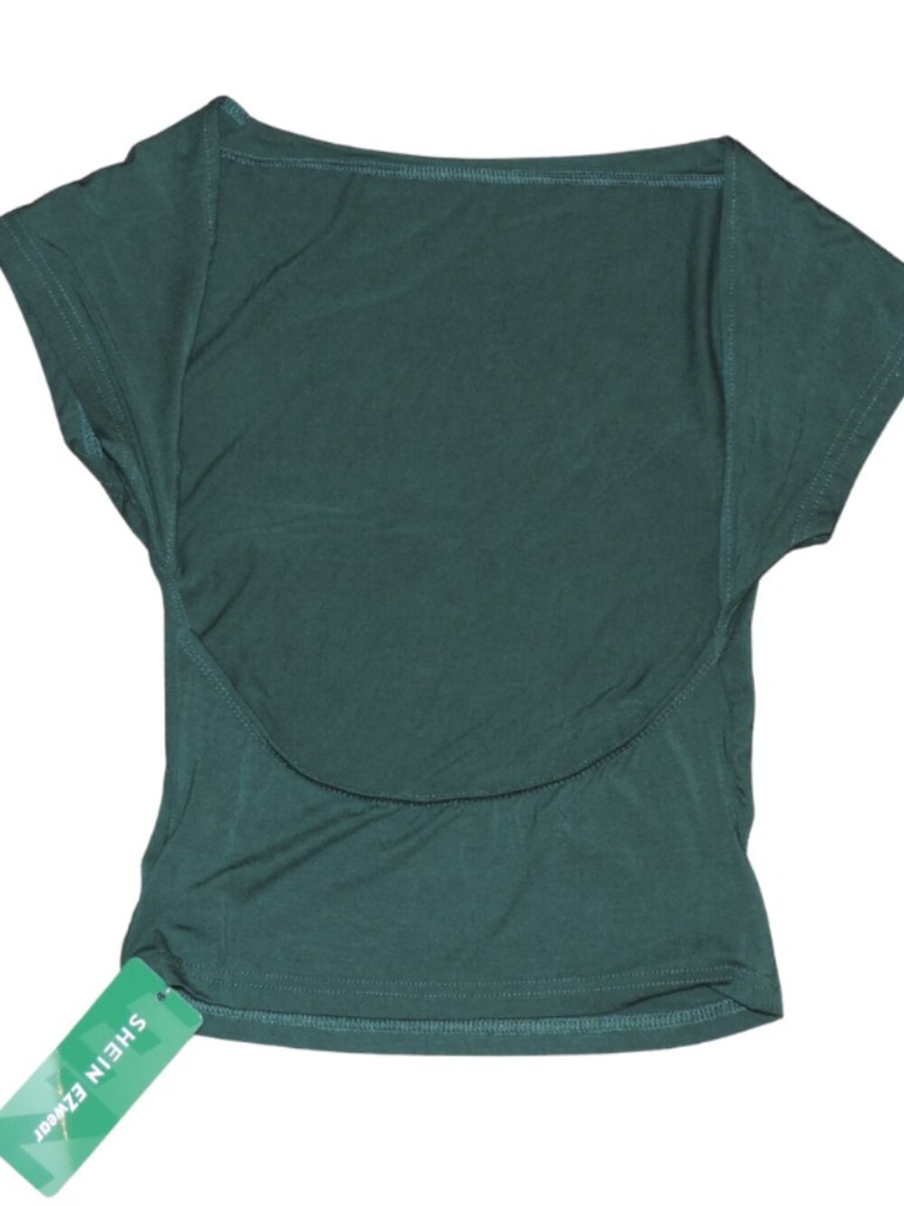SHEIN Dark Teal Short Sleeve Scoop Back Top
